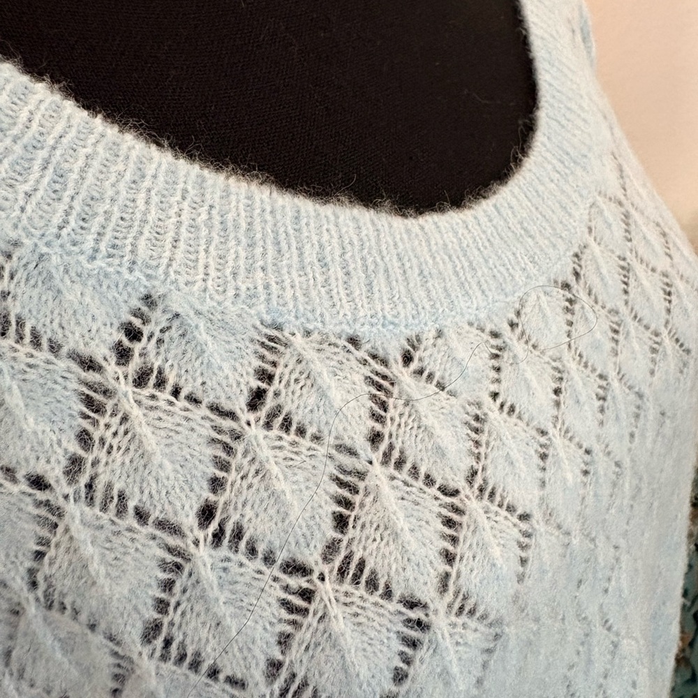 Old Navy Light Blue Open-Knit Sweater - Picture 2 of 5